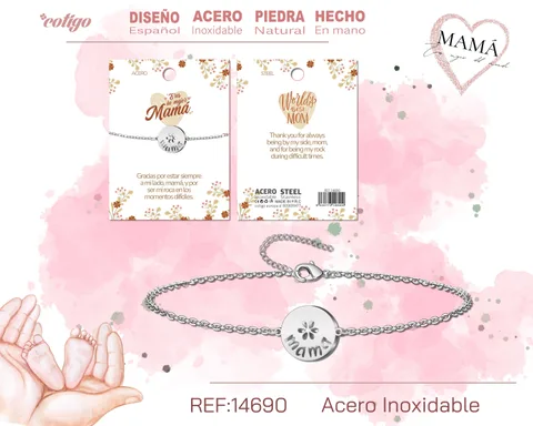 PULSERA PARA MAMÁ COLOR PLATEADO