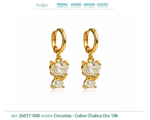 Brinco de argola com pendente de zircónia cúbica prateada
