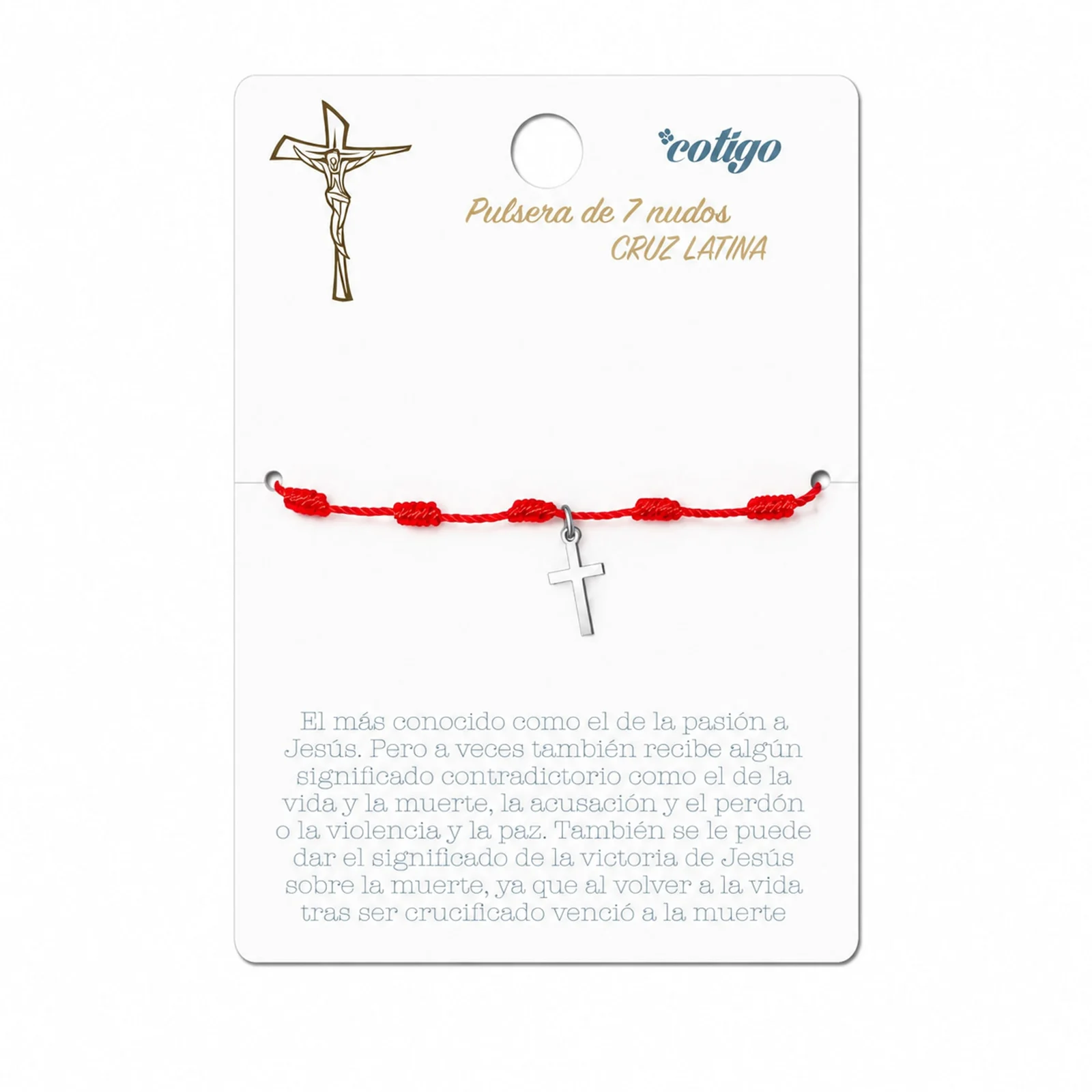 PULSERA 7 NUDOS CON CRUZ ACRO COLOR PLATEADO