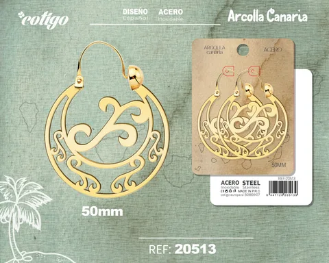 ARGOLLA CANARIA 50MMACERO COLOR DORADO