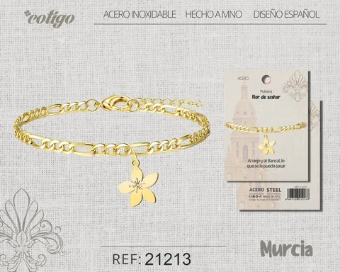 PULSERA FLOR DE AZAHAR ACERO DORADO