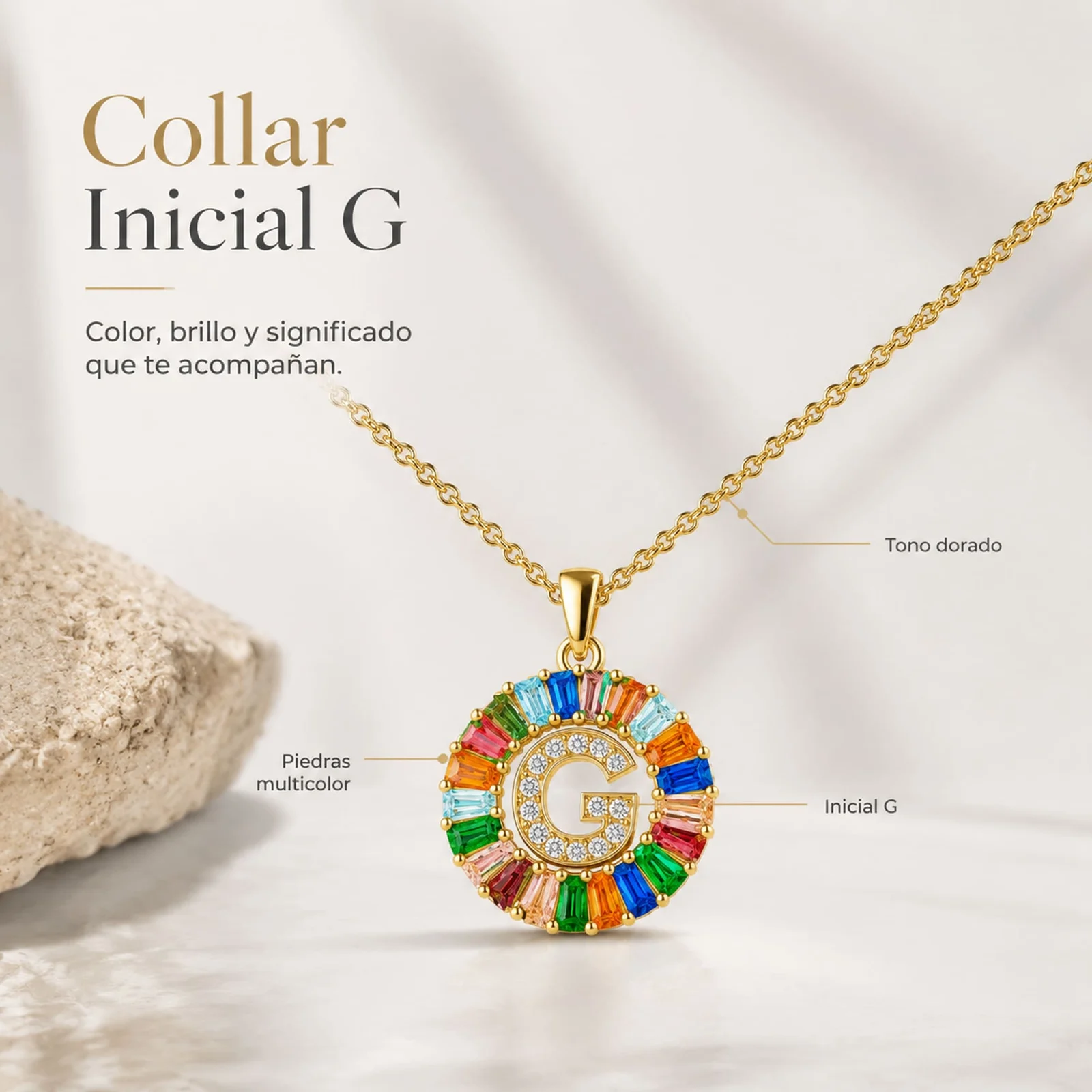 COLGANTE LETRA G CHAPADO ORO 14K CON CIRCONITA