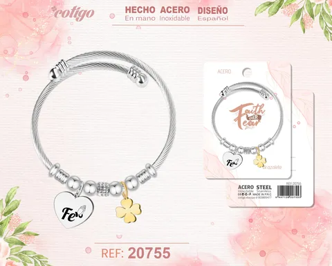BRAZALETE ACERO CON PALABRA: FE