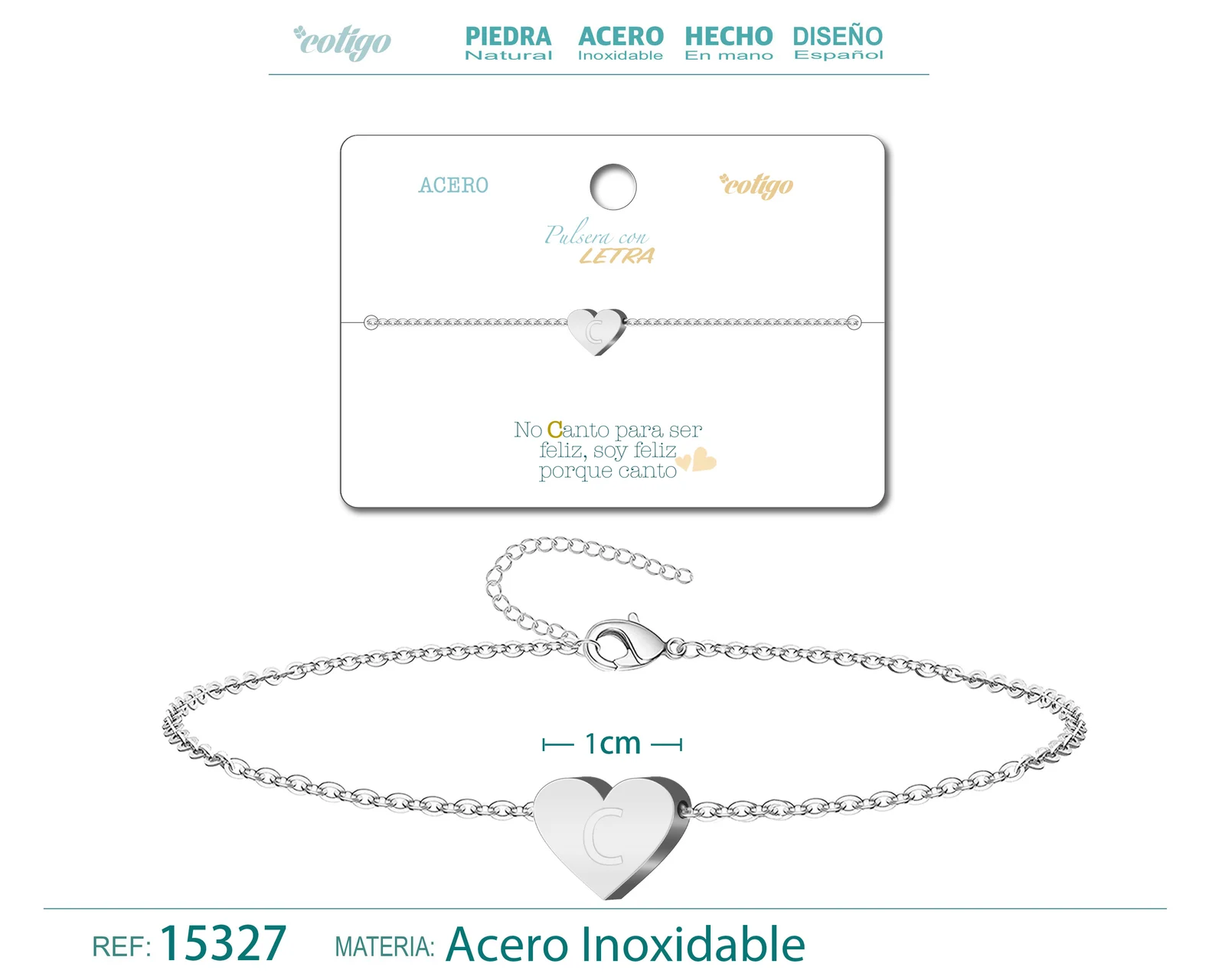 PULSERA LETRA C COLOR PLATEADO