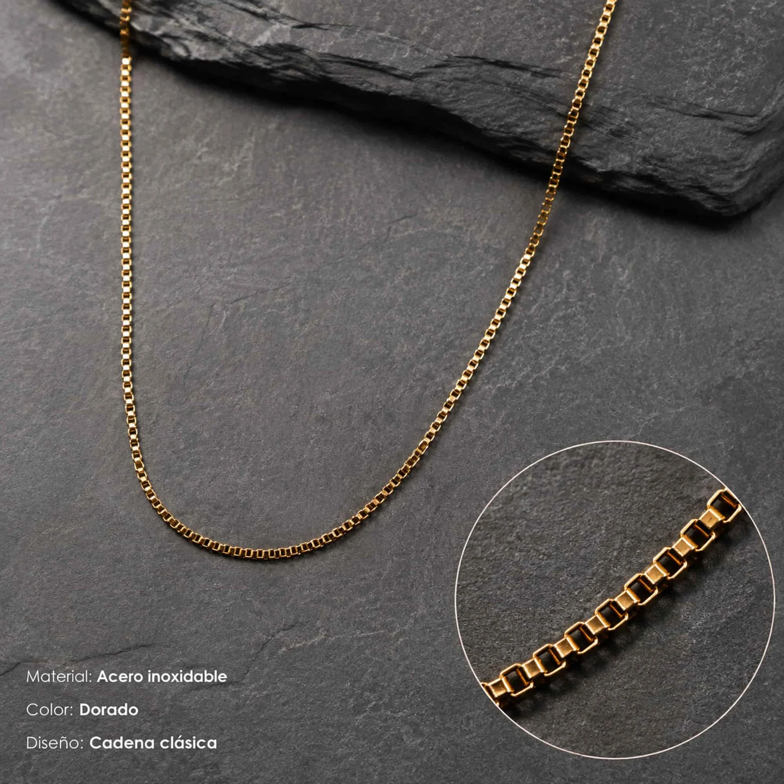 COLLAR DE CADENA ACERO DORADO