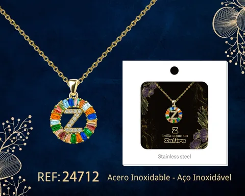 COLGANTE LETRA Z CHAPADO ORO 14K CON CIRCONITA