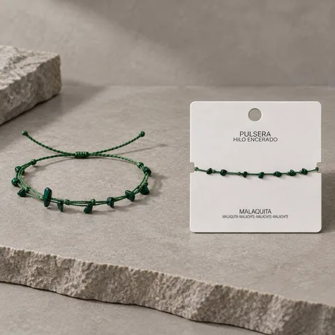 PULSERA HILO ENCERADO CON MALAQUITA