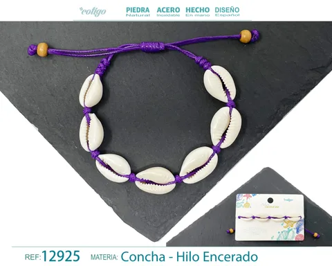 PULSERA HILO ENCERADO DE CONCHA