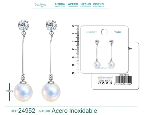 PENDIENTE DE PERLA CON ACCESORIO ACERO