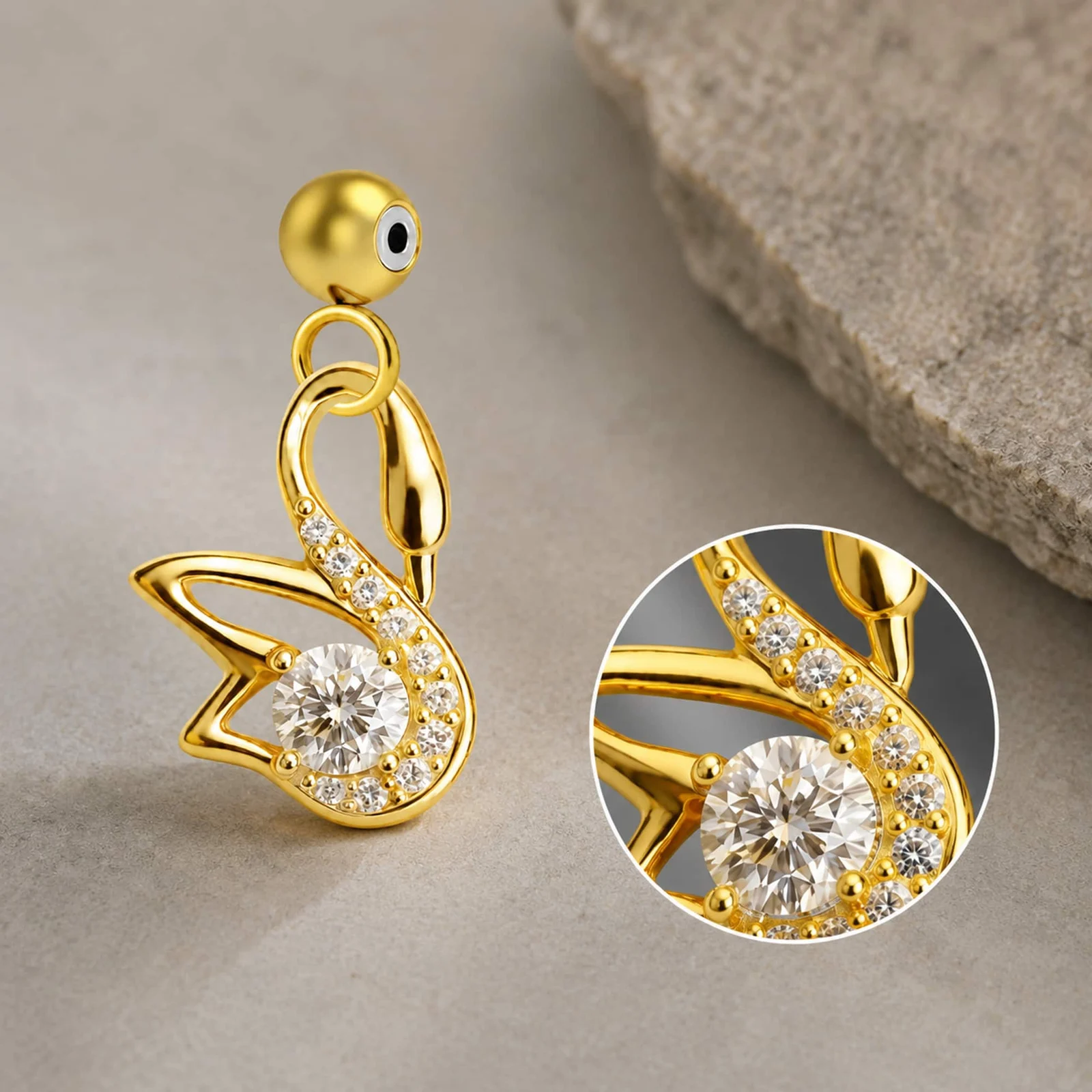 CHARM DE COBRE CHAPADO ORO 14K CON CIRCONITA-CON BOLA DE GOMA