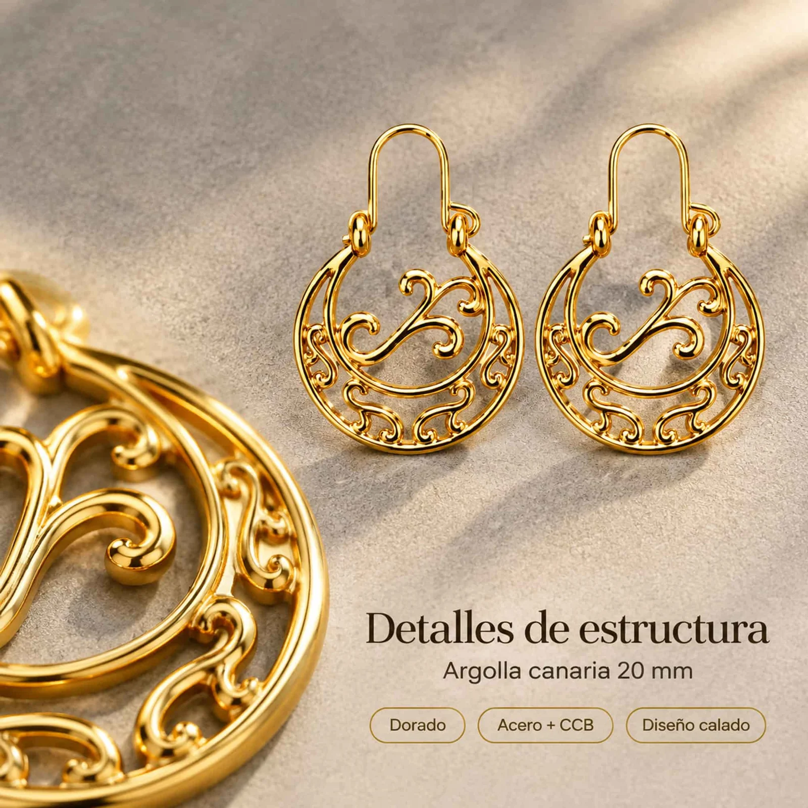 Argolla Canaria 20cm Color Dorado Material CCB