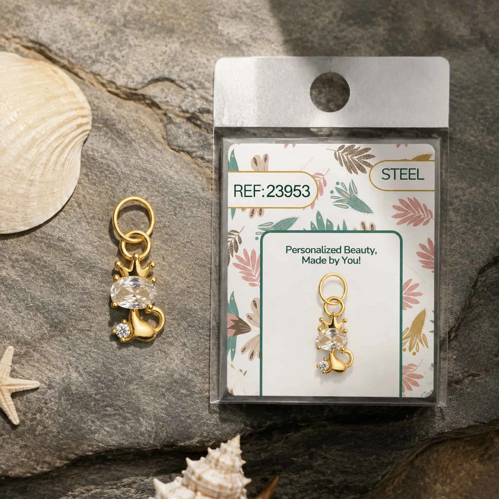 CHARM DE COBRE CHAPADO ORO 14K CON CIRCONITA