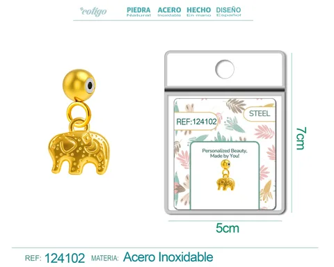 CHARM ACERO DORADO CHAPADO ORO 14 K-CON BOLA DE GOMA