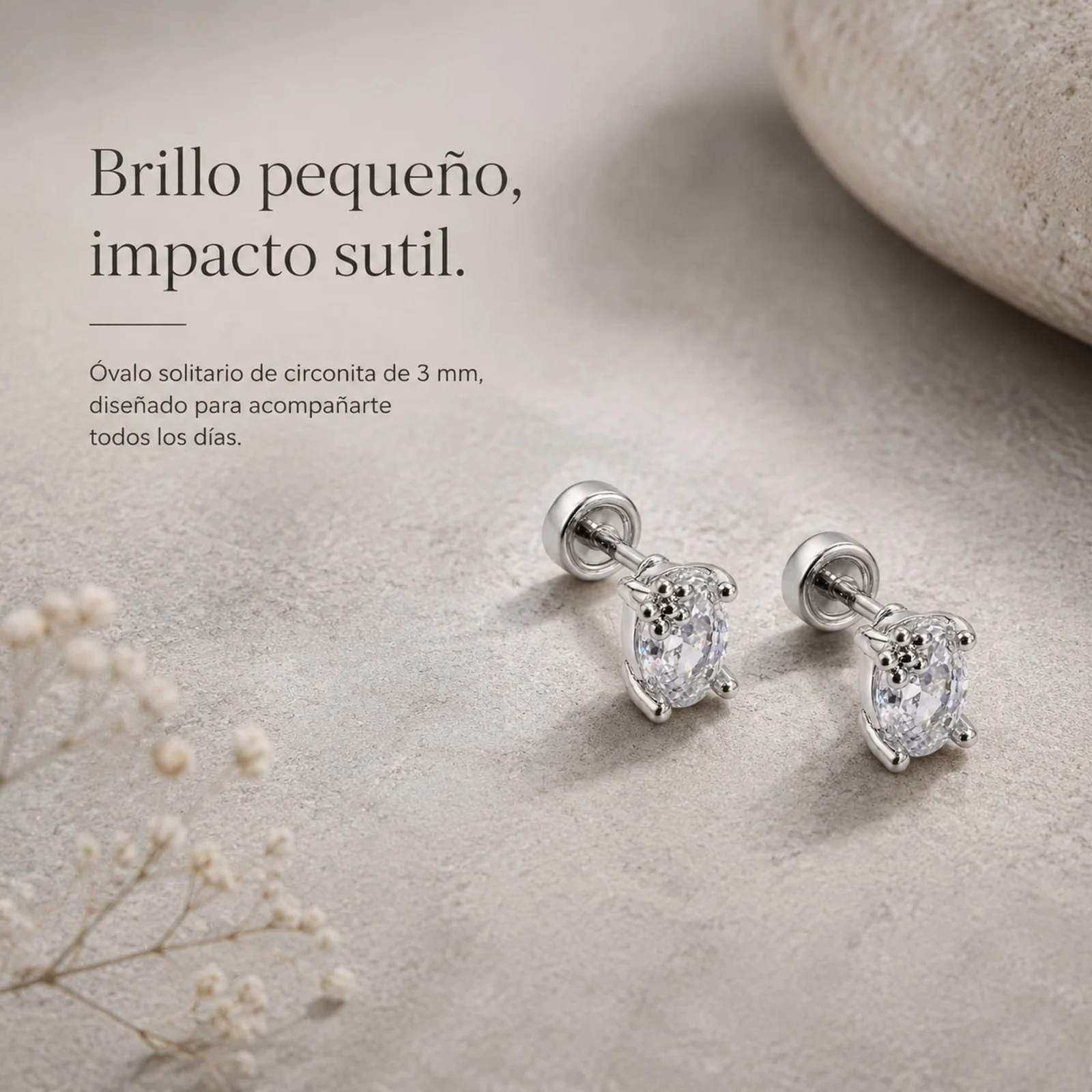 Pendiente-Piercing Bañado Oro 18K y con Circonita