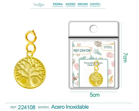 CHARM ACERO DORADO CHAPADO ORO 14 K-CON CIERRE