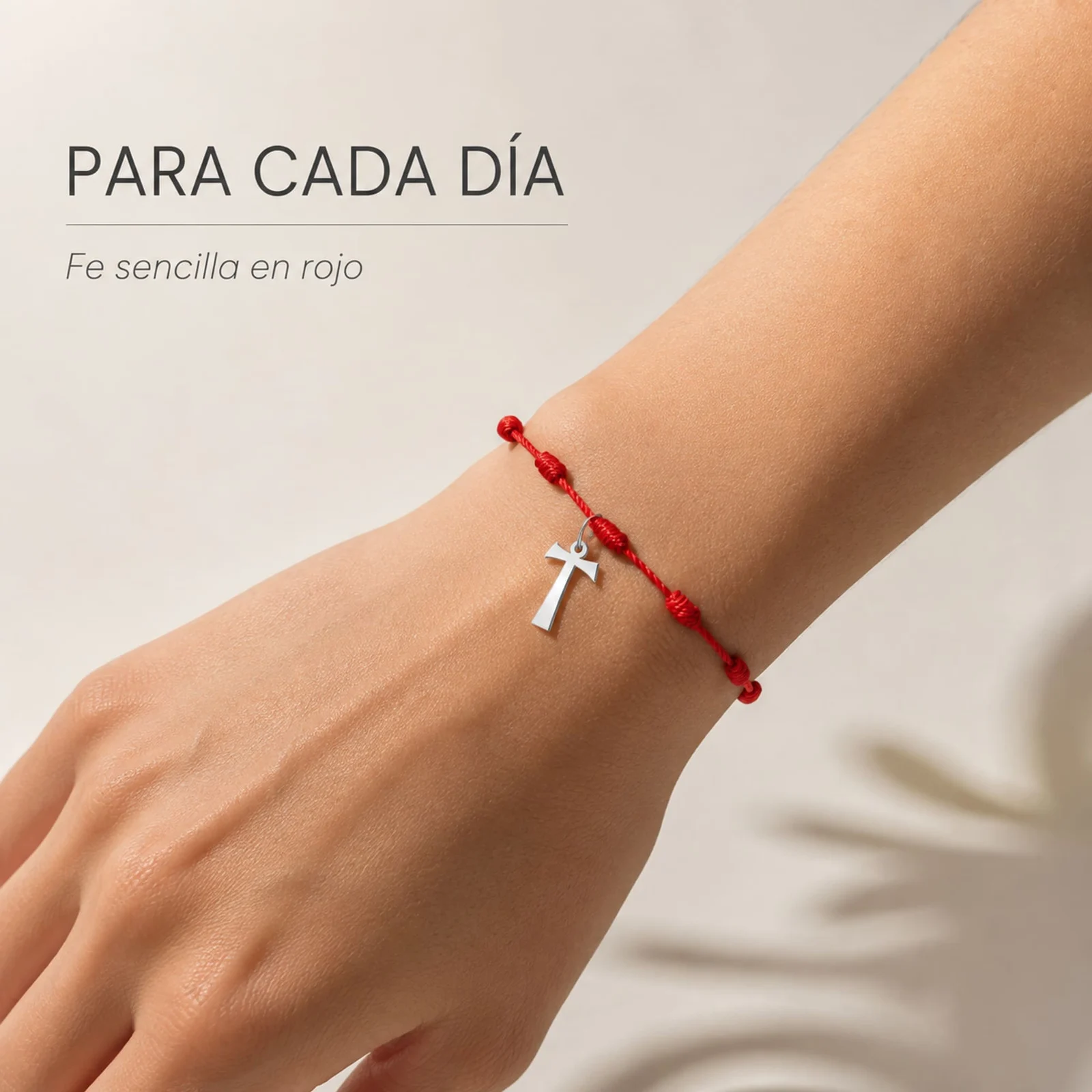 PULSERA 7 NUDOS CON CRUZ DE TAU COLOR PLATEADO