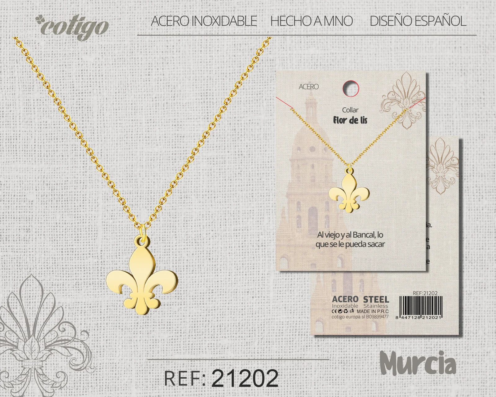 COLGANTE FLOR DE LIS ACERO DORADO