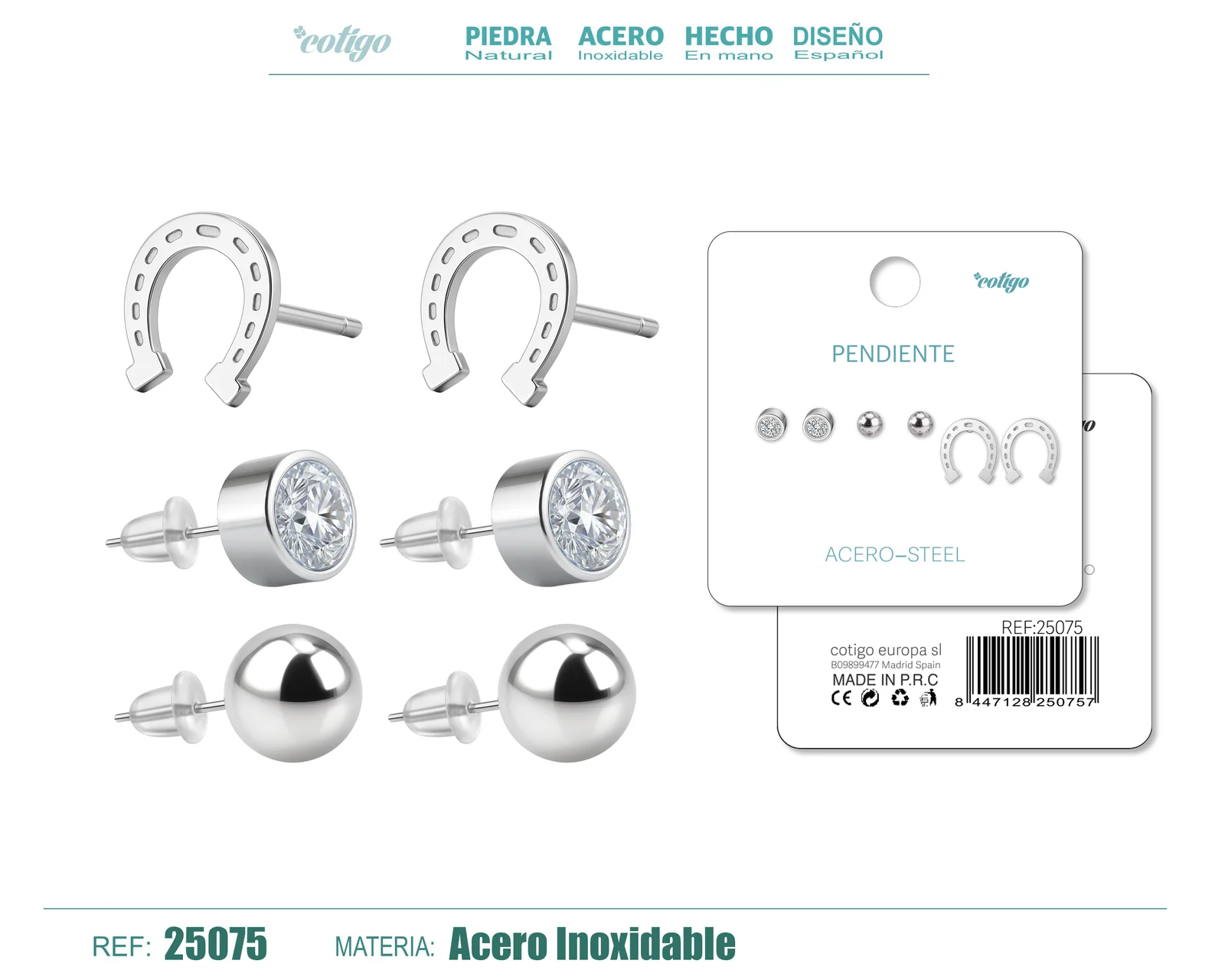 PENDIENTE ACERO INOXIDABLE 3 PARES