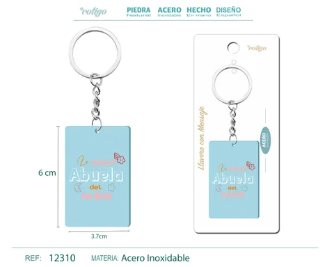 LLAVERO MENSAJE COLORES CON ACCESORIO ACERO