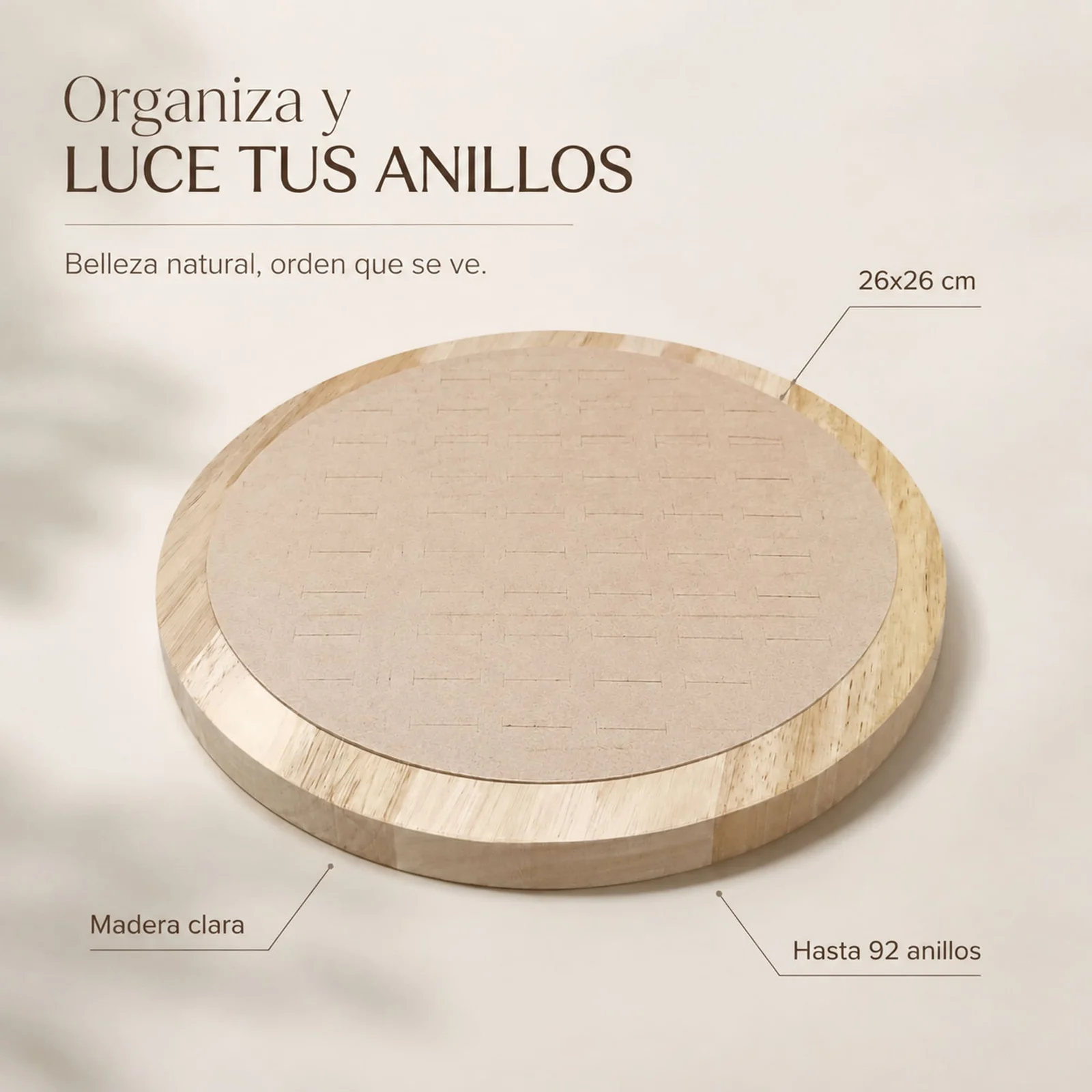 Bandeja de Madera 26x26cm Para 92 Anillos