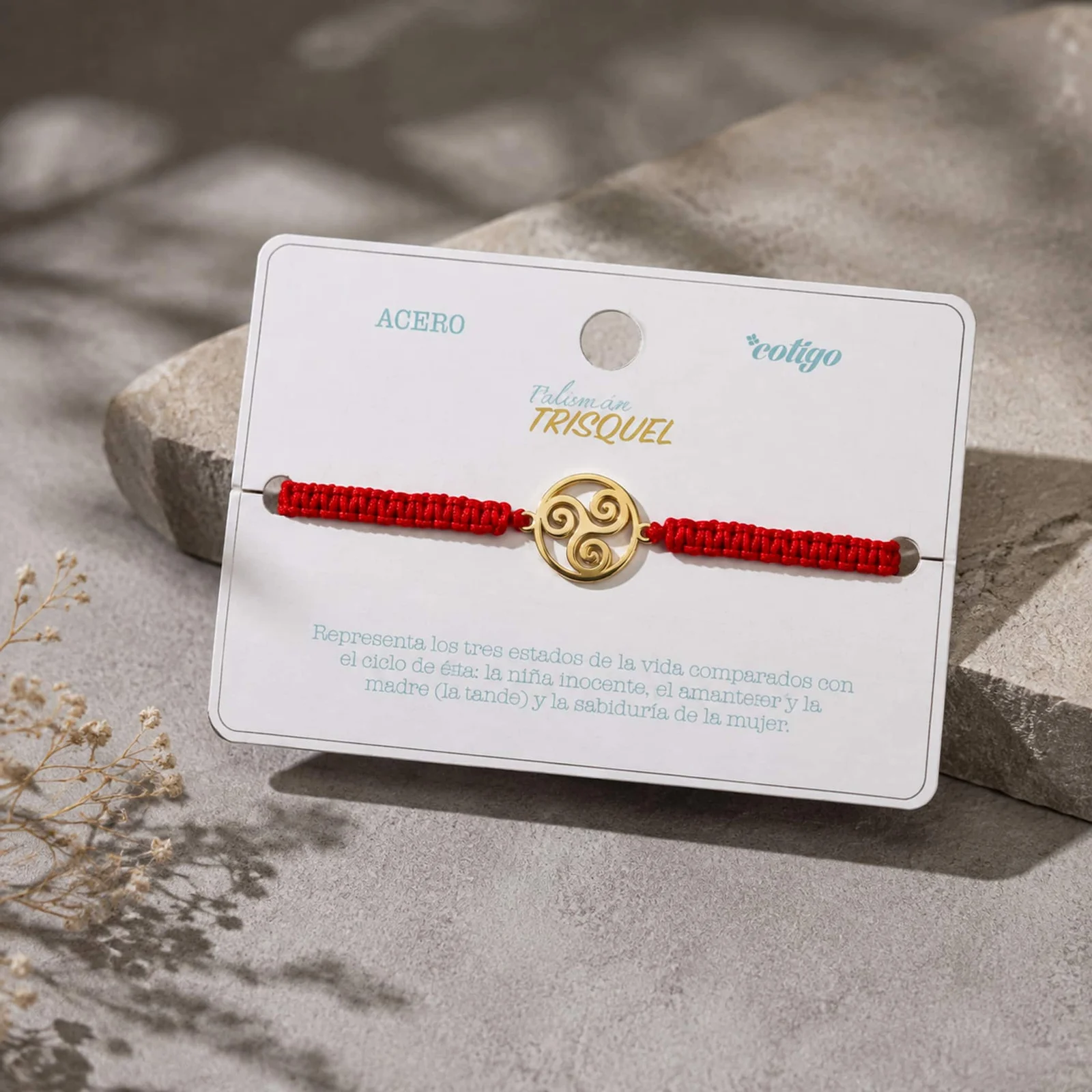 PULSERA HILO DESTINO  CON TRISQUEL ACERO DORADO