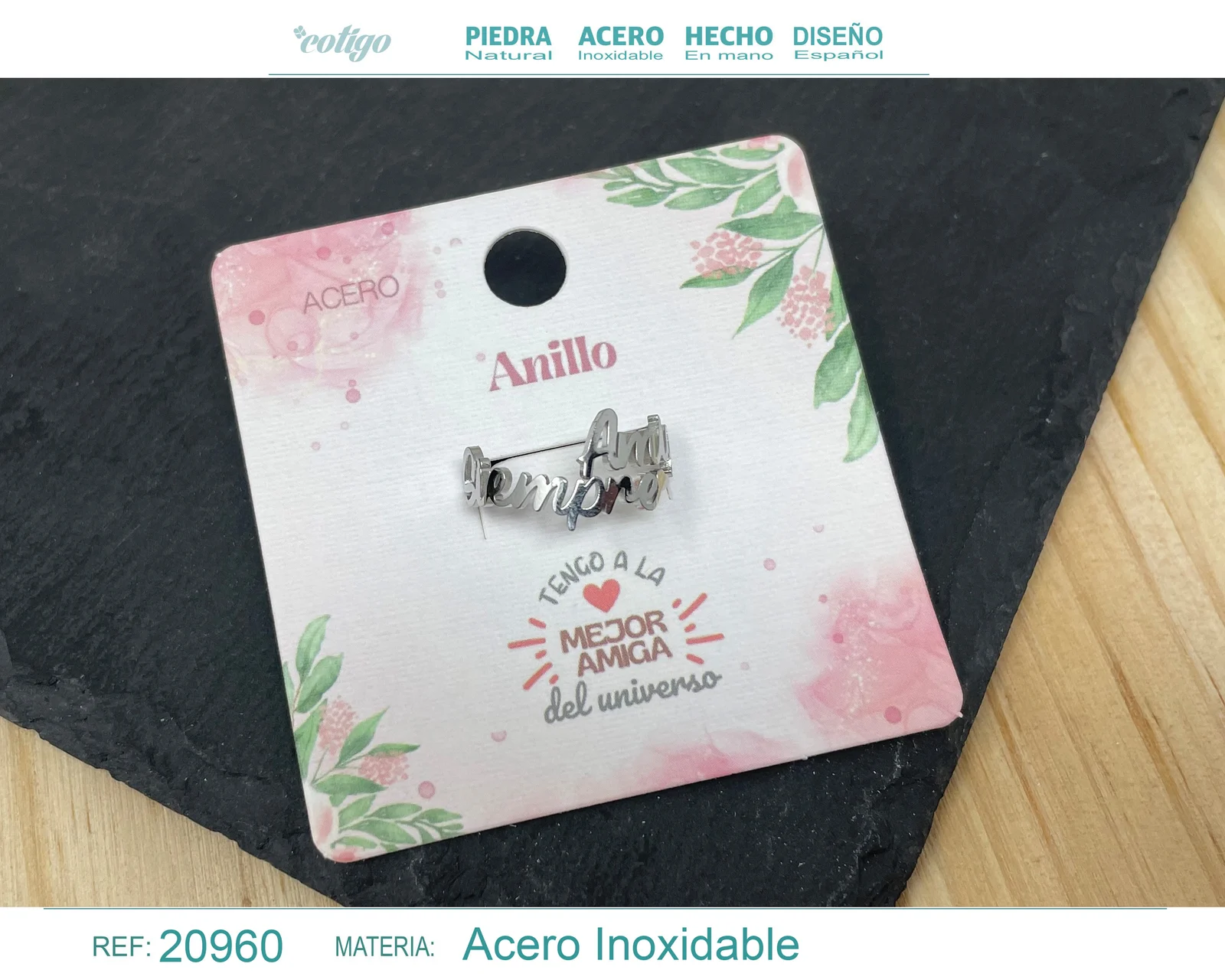 ANILLO PARA AMIGA ACERO COLOR PLATEADO