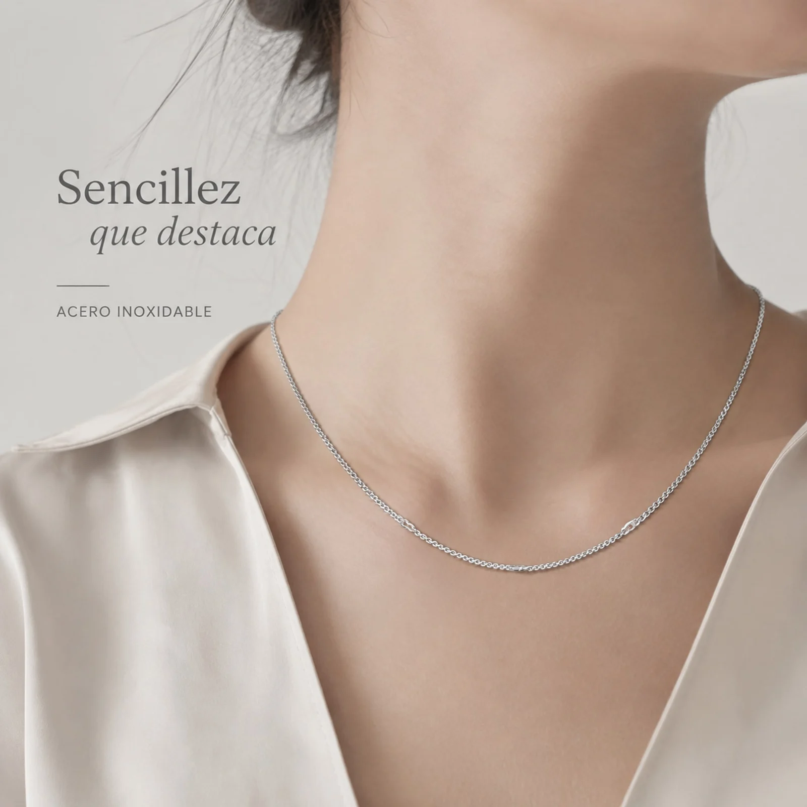 COLLAR DE CADENA ACERO PLATEADO