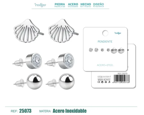 PENDIENTE ACERO INOXIDABLE 3 PARES