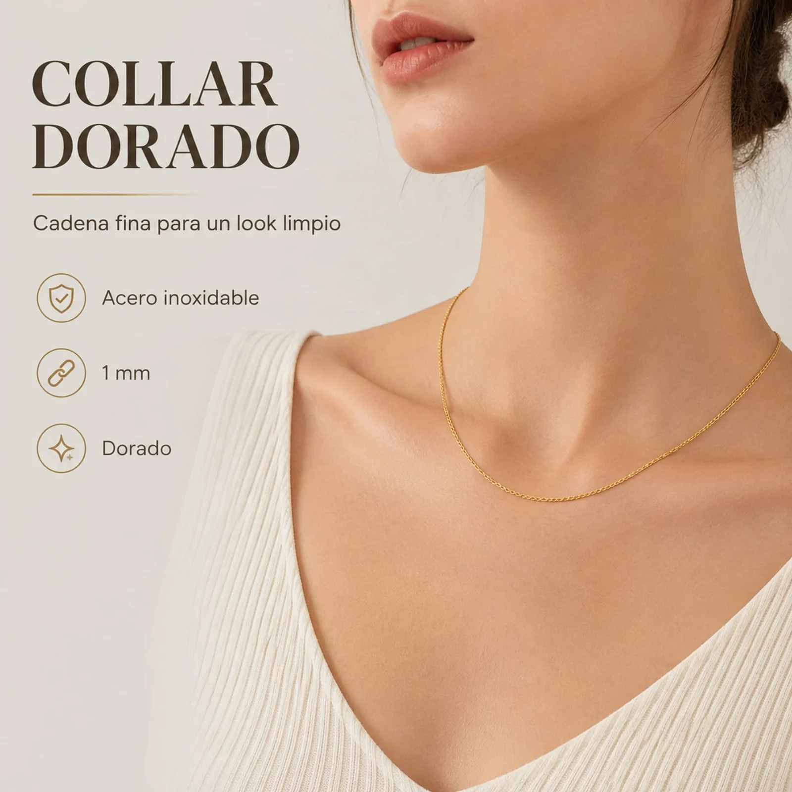COLLAR DE CADENA ACERO DORADO