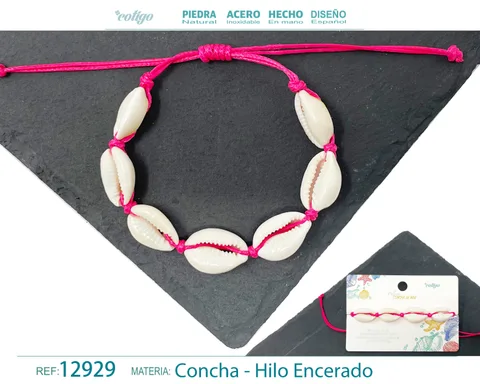 PULSERA HILO ENCERADO DE CONCHA