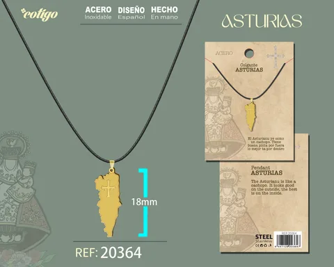 COLGANTE MAPA ASTURIAS CON CRUZ DE LA VICTORIA