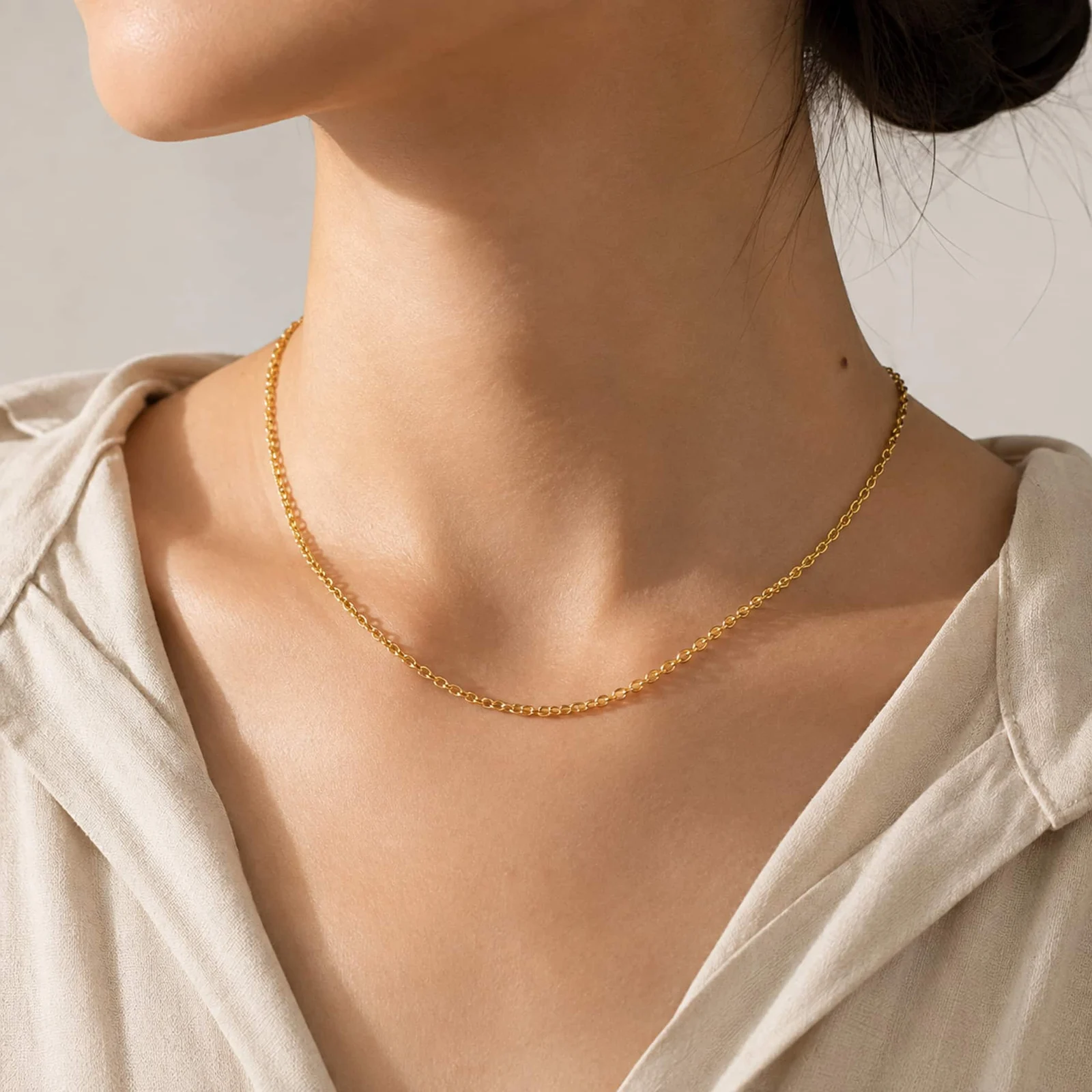 COLLAR DE CADENA ACERO DORADO
