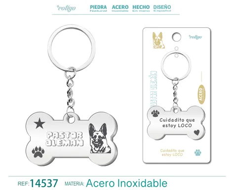 LLAVERO ACERO DE PERRO PASTOR ALEMAN