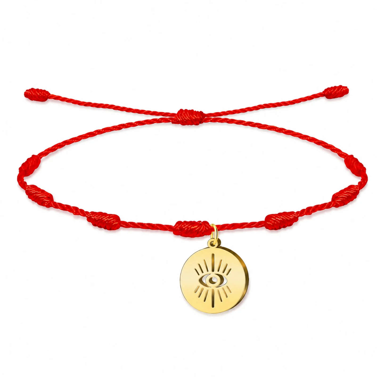 PULSERA 7 NUDOS CON OJO TURCO COLOR DORADO