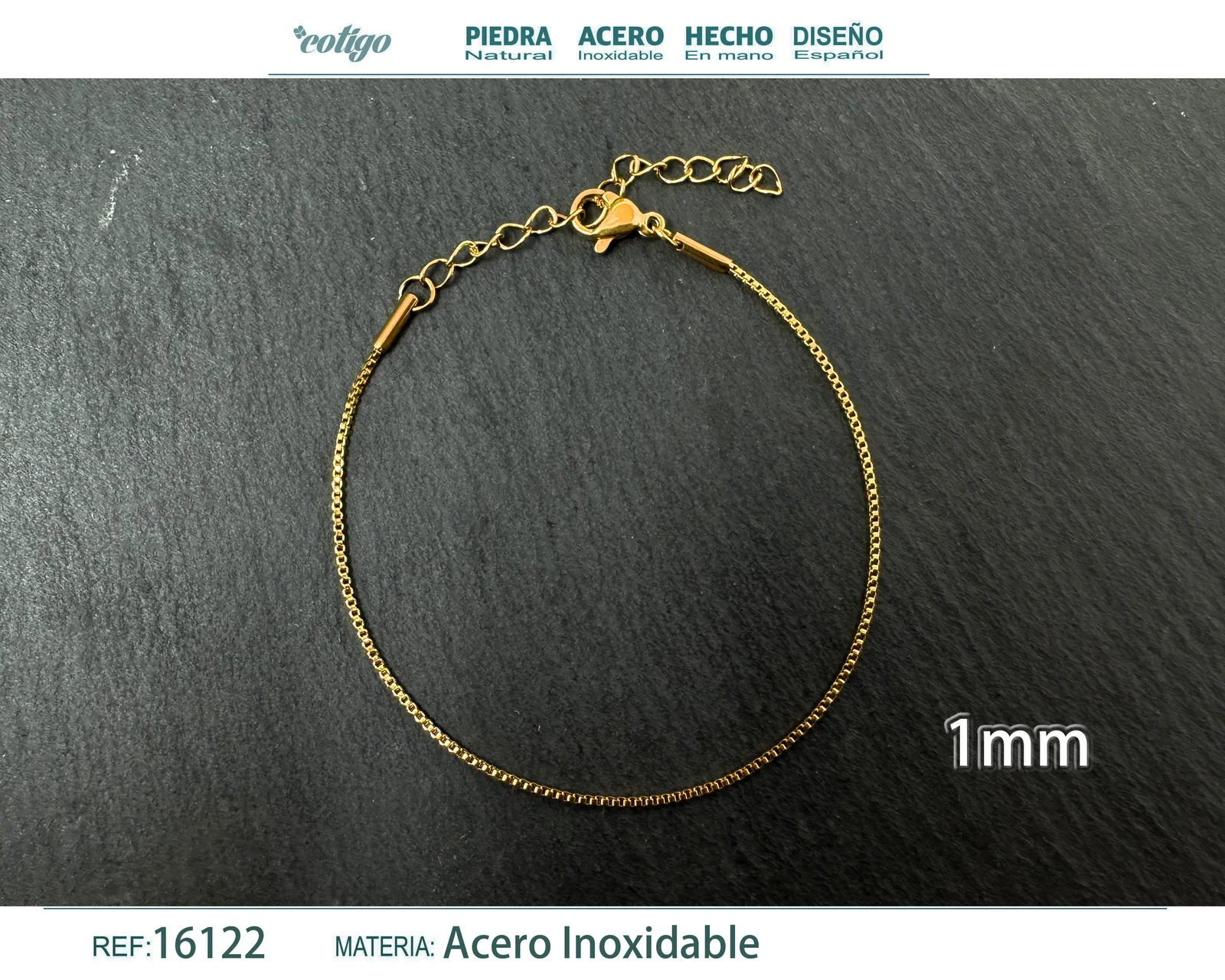 PULSERA DE CADENA ACERO DORADO