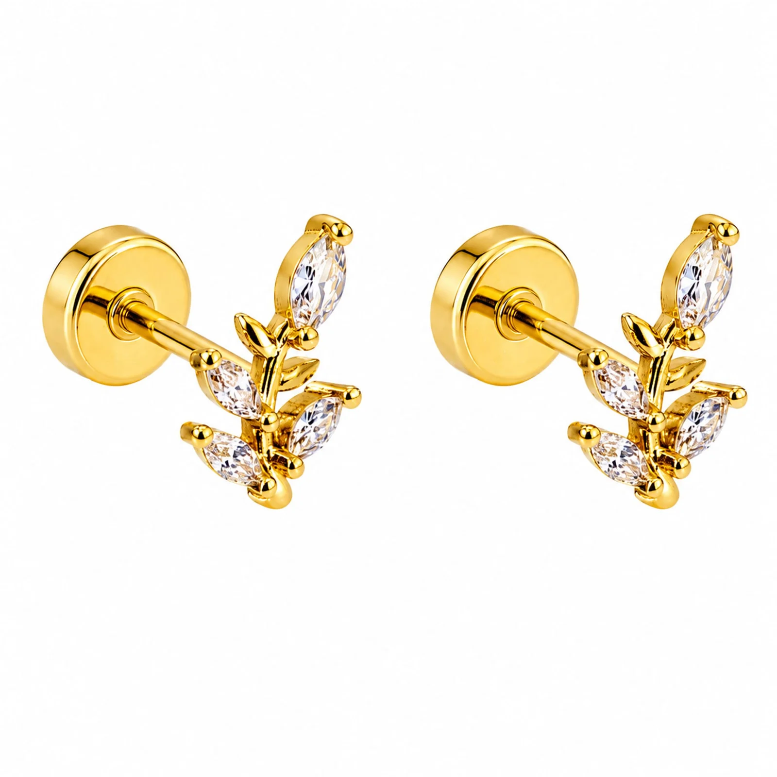 Pendiente-Piercing Bañado Oro 18K y con Circonita