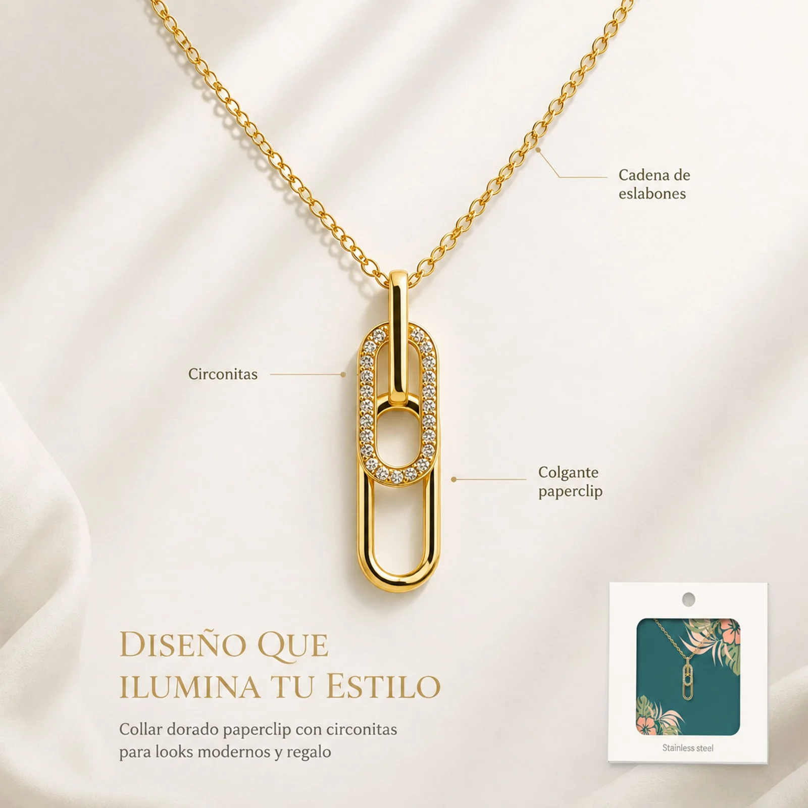 COLGANTE CHAPADO ORO 14K CON CIRCONITA
