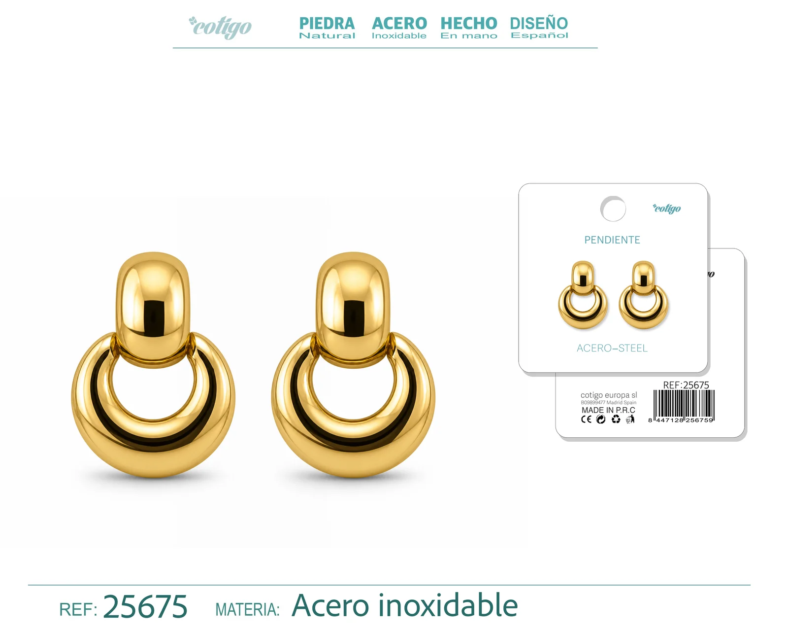 Pendiente Acero Inoxidable color Dorado