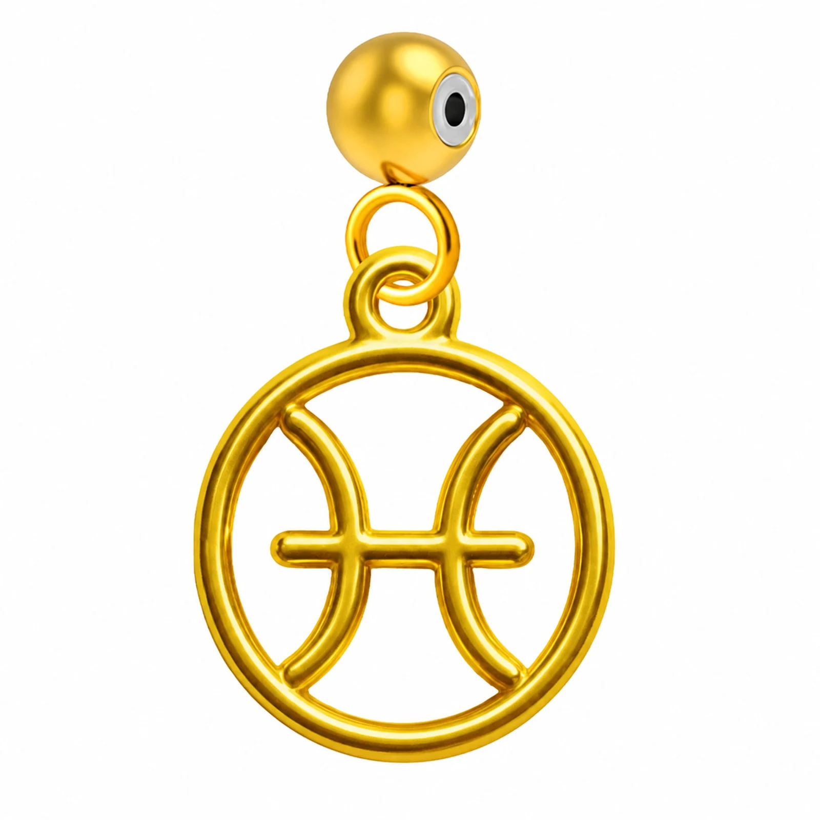 CHARM DE ZODÍACO PEIXES ACERO COLOR DORADO-CON BOLA DE GOMA