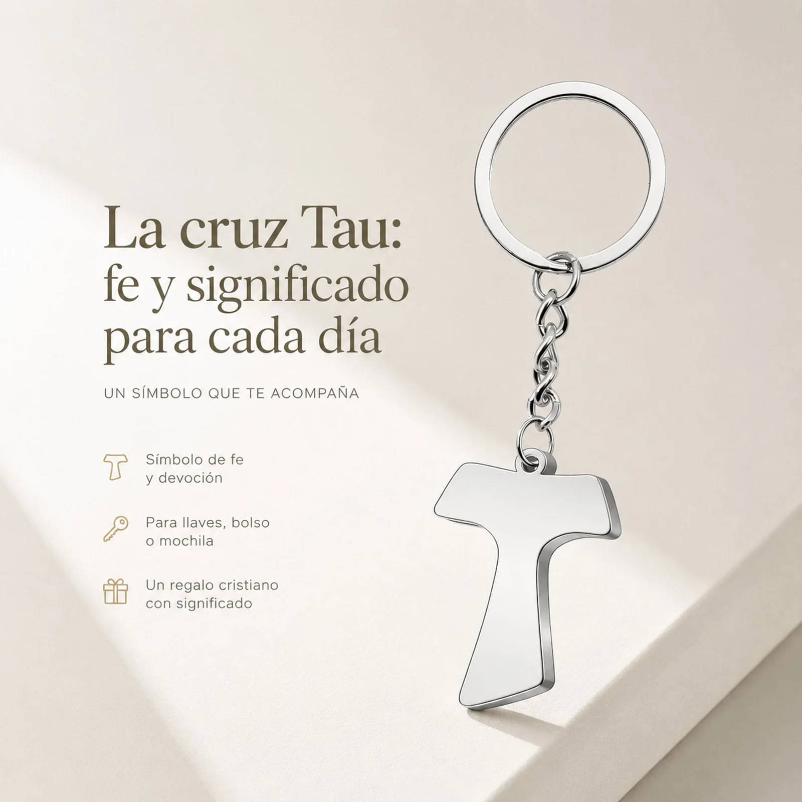 LLAVERO DE CRUZ TAU ACERO