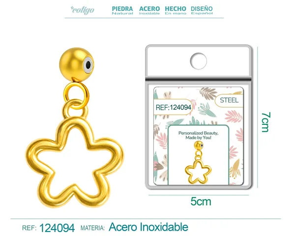 CHARM ACERO DORADO CHAPADO ORO 14 K-CON BOLA DE GOMA