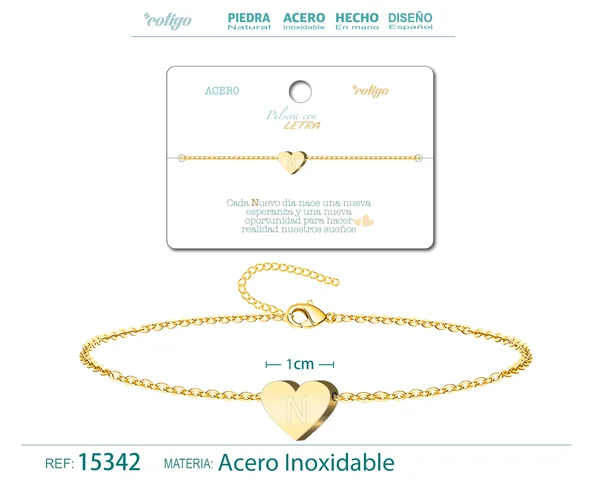 PULSERA LETRA N COLOR DORADO