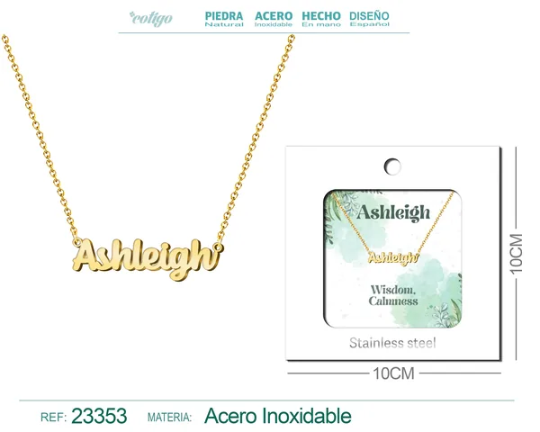 COLLAR NOMBRE INGLES ASHLEIGH ACERO CON SOBRE