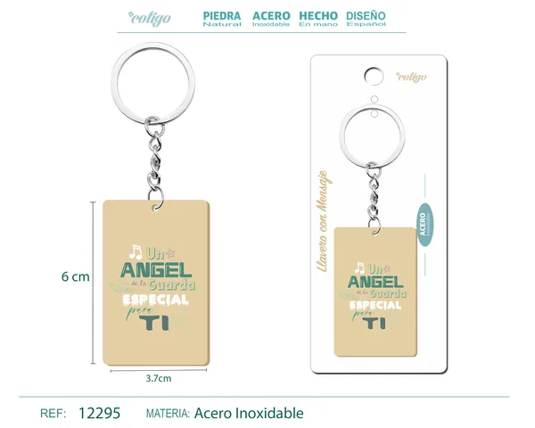 LLAVERO MENSAJE COLORES CON ACCESORIO ACERO