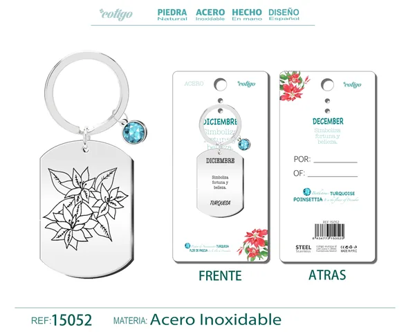 LLAVERO ACERO PARA NACIMIENTO DE DICIEMBRE