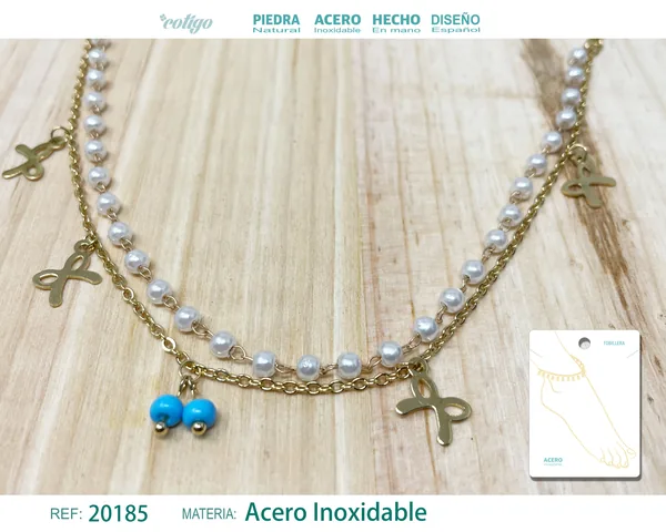 TOBILLERA ACERO COLOR DORADO